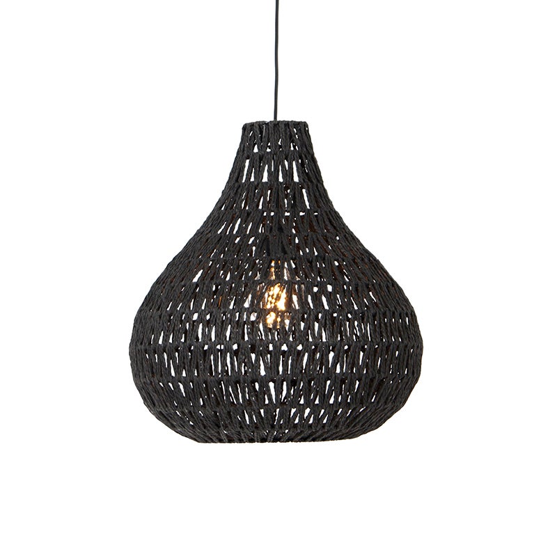 Qazqa retro lampa wisząca - Lina - czarny, okrągły, max. 60w, kompatybilny z żarówką LED, e27, 45cm oświetlenie wewnętrzne