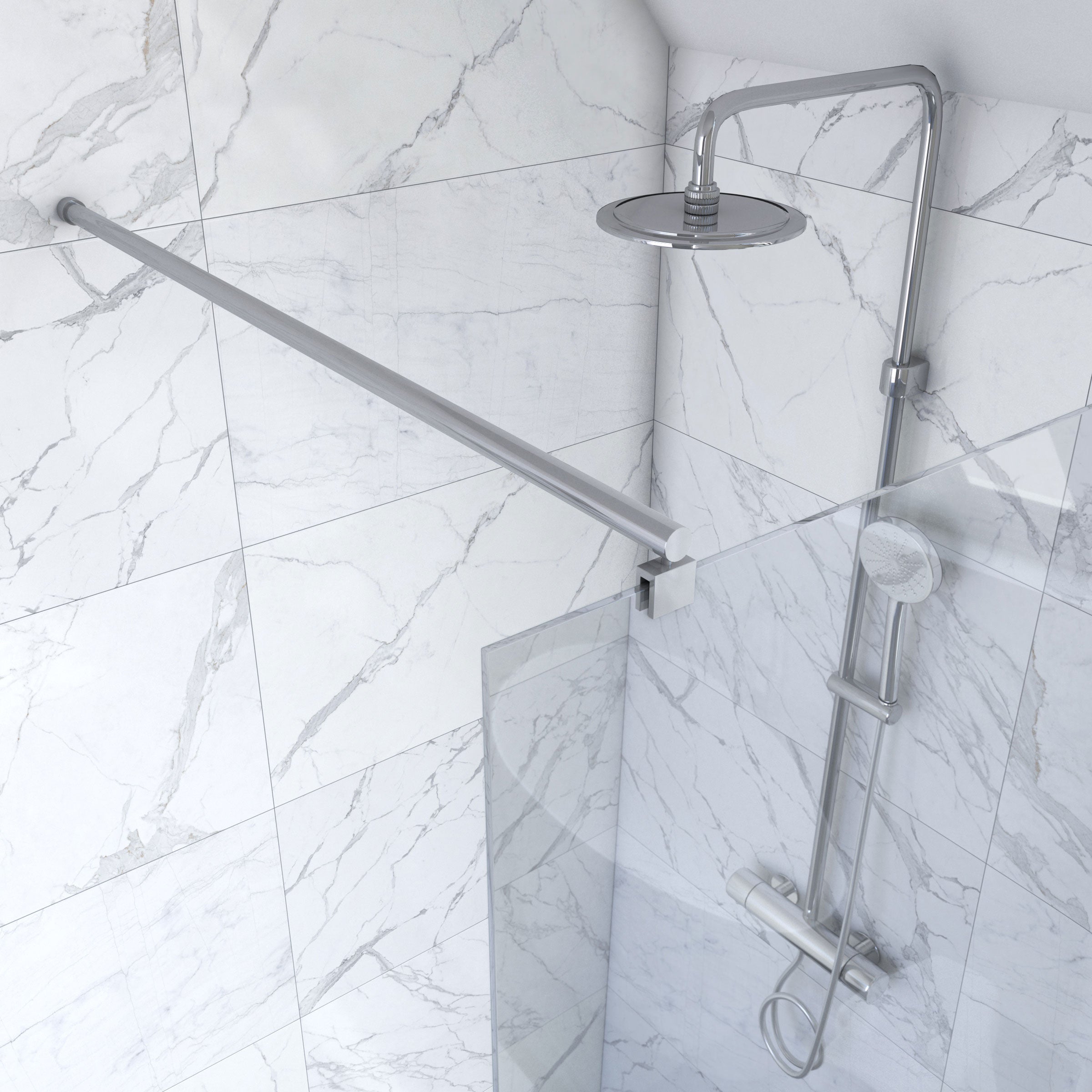 Pack mampara ras de suelo 90x200 cm vidrio 6 mm + barra - 2