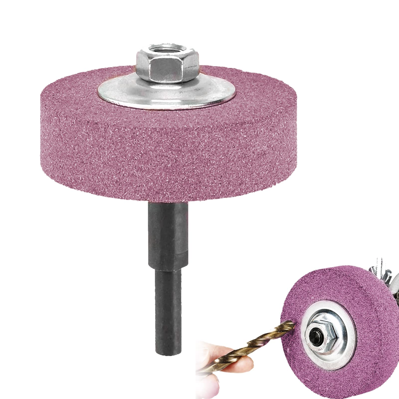 GLADFRESIT Roue de meulage pour perceuse électrique, adaptateur de roue et pierre à meuler pour perceuse, 85 mm de diamètre extérieur 10 mm ID pour métal, fonte, bois, polissage mat (blanc