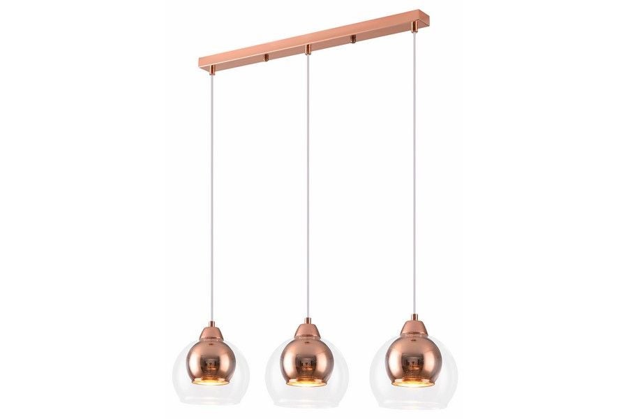Lampa wisząca Clara różowe złoto 3xE27x40W industrialna wym: 100 x 61 x 15 cm szkło Reality