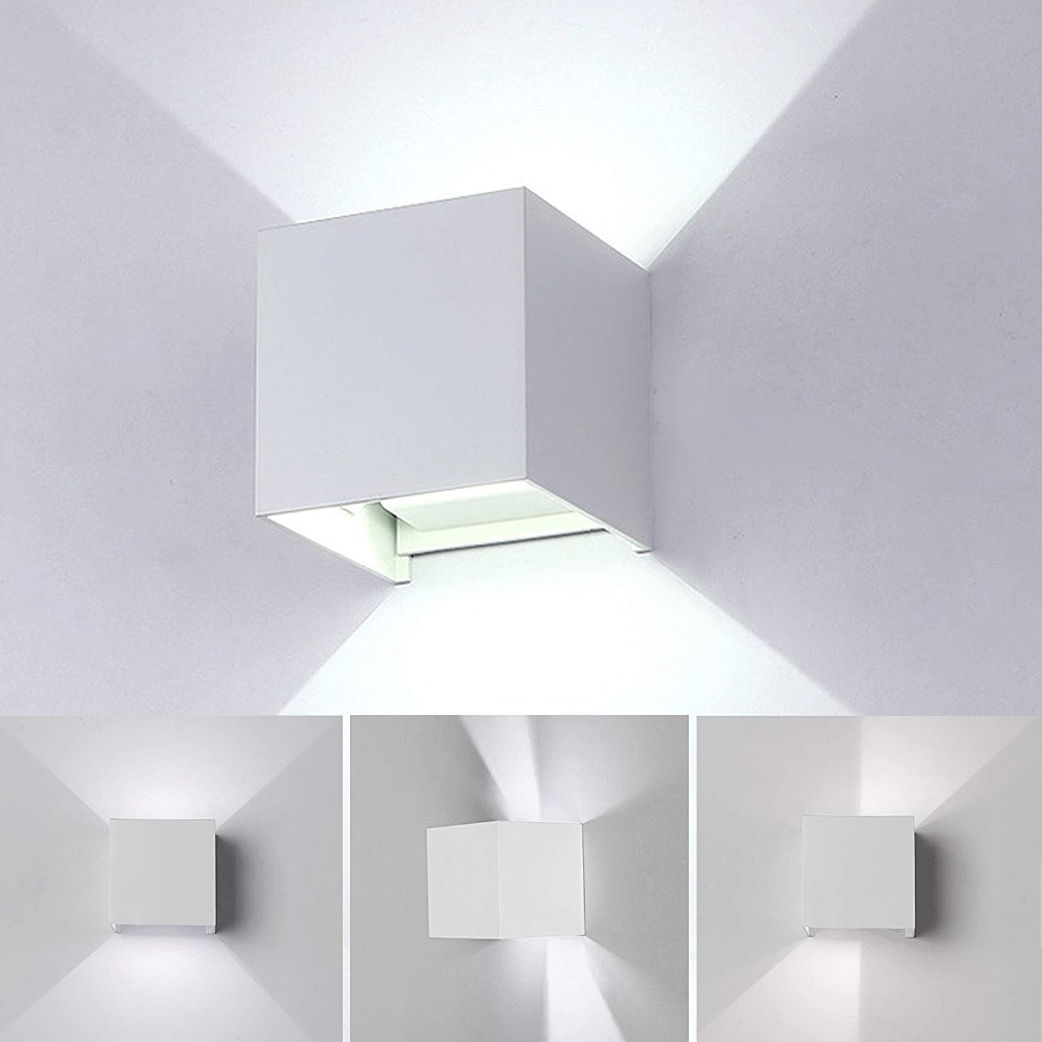 Applique LED A Cubo Bianco 12W Per Esterni E Interni – Impermeabile IP65, Luce Fredda 6500K E Naturale 4000K, Design Moderno - 5