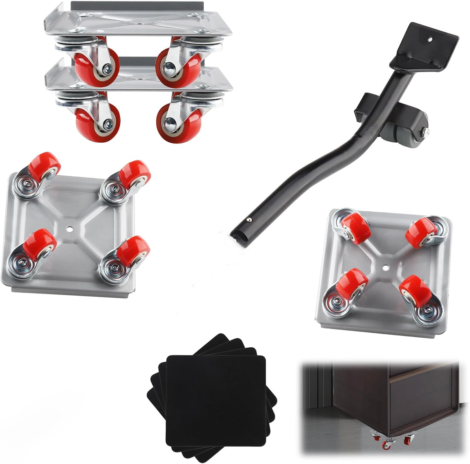 Podnośniki do mebli - wytrzymałe kółka do mebli - z 4 kołami i obrotem o 360° - do przesuwania ciężkich mebli - nośność 600 kg