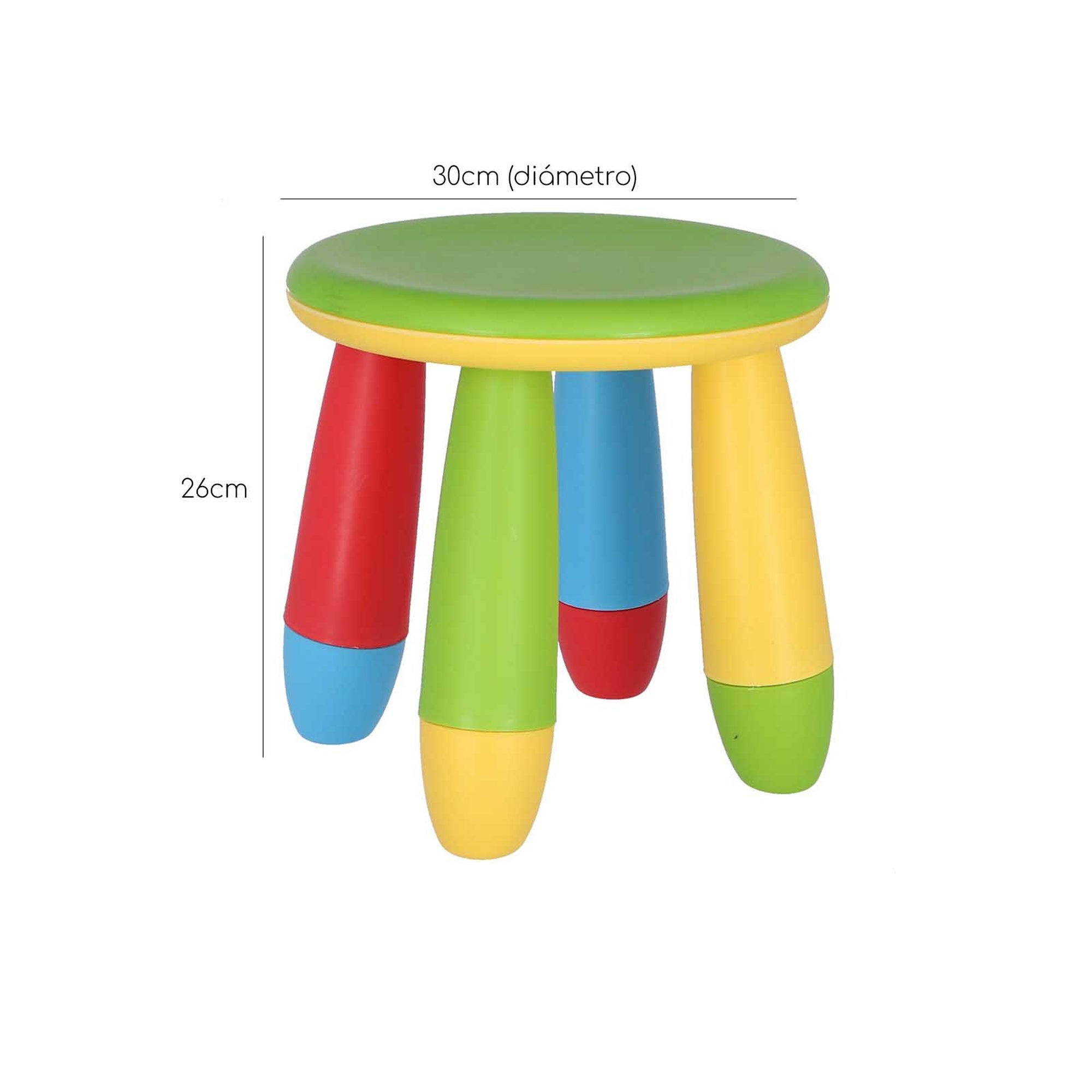 WELL HOME FURNITURE & DECORATION Tabouret enfant vert en plastique solide et résistant, Dia:30 cm x H:26 cm - 3