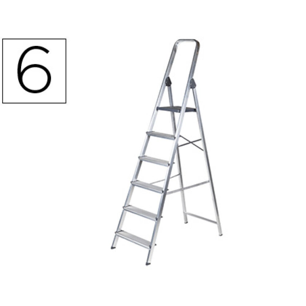 Q-connect escabeau aluminium - 6 marches - poids max 150kg - Hauteur 193cm - 3