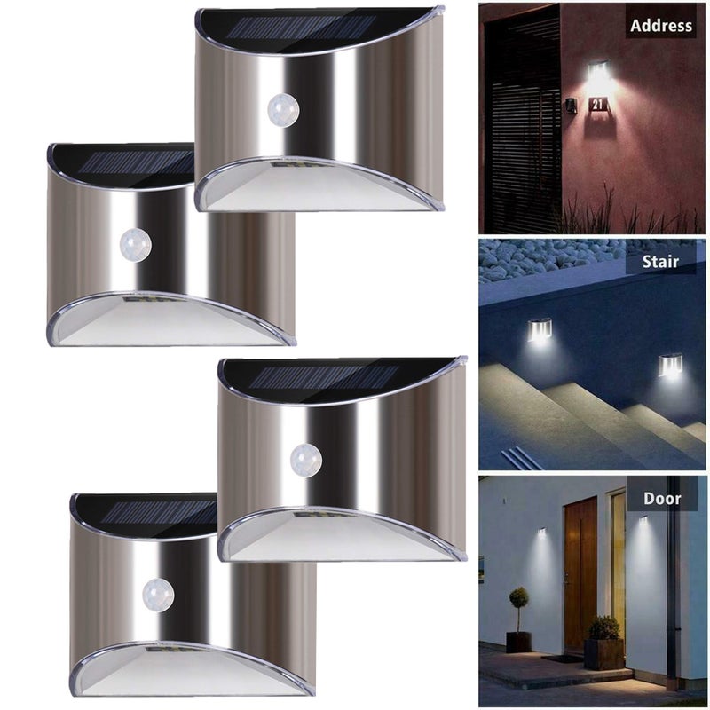 4 SZT. lamp solarnych, reflektor solarny z czujnikiem światła, solarny kinkiet, wodoodporny IP44, odpowiedni na taras ogrodowy