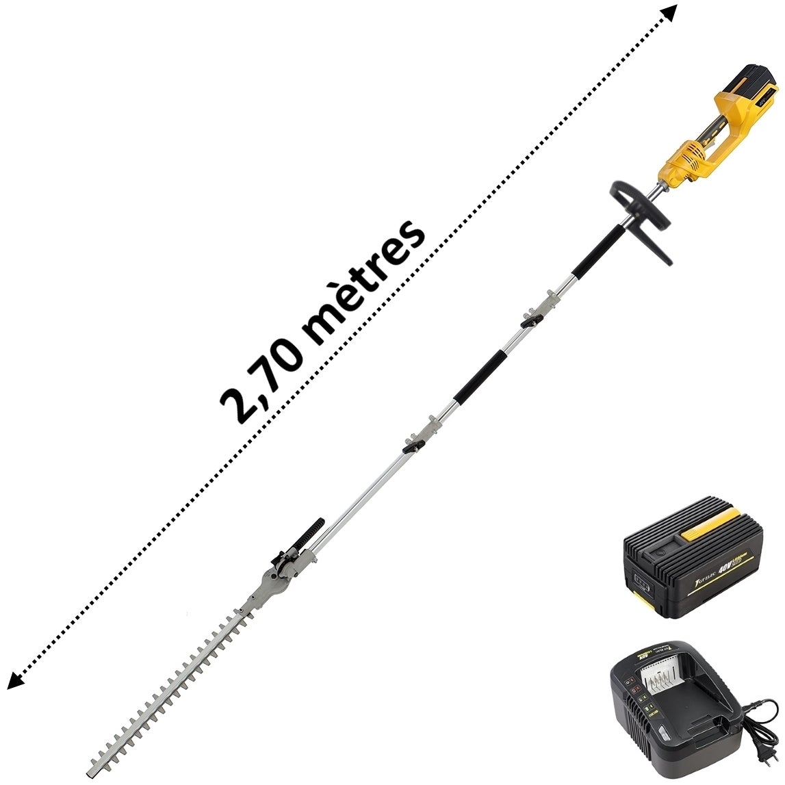 Taillehaies sur perche sans fil à batterie, 40 V, GT ELEC + batterie 2 — free download
