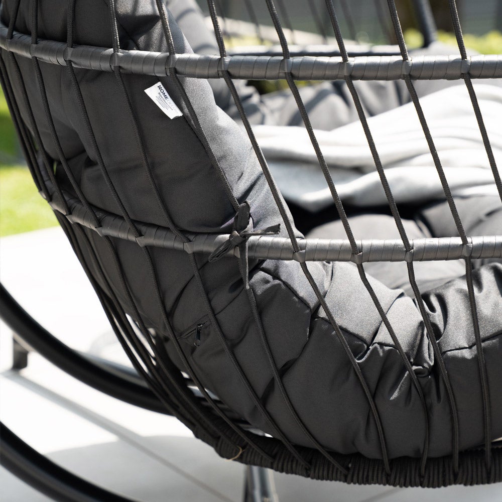 HOME DELUXE Fauteuil suspendu LOMA – Pliable, 2 places en noir| Panier suspendu, chaise suspendue, meubles de jardin, balancelle - 5