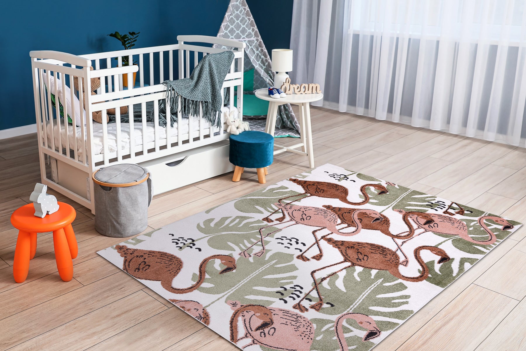 Dywan FUN Flami dla dzieci, flamingi krem 200x290 cm - 4