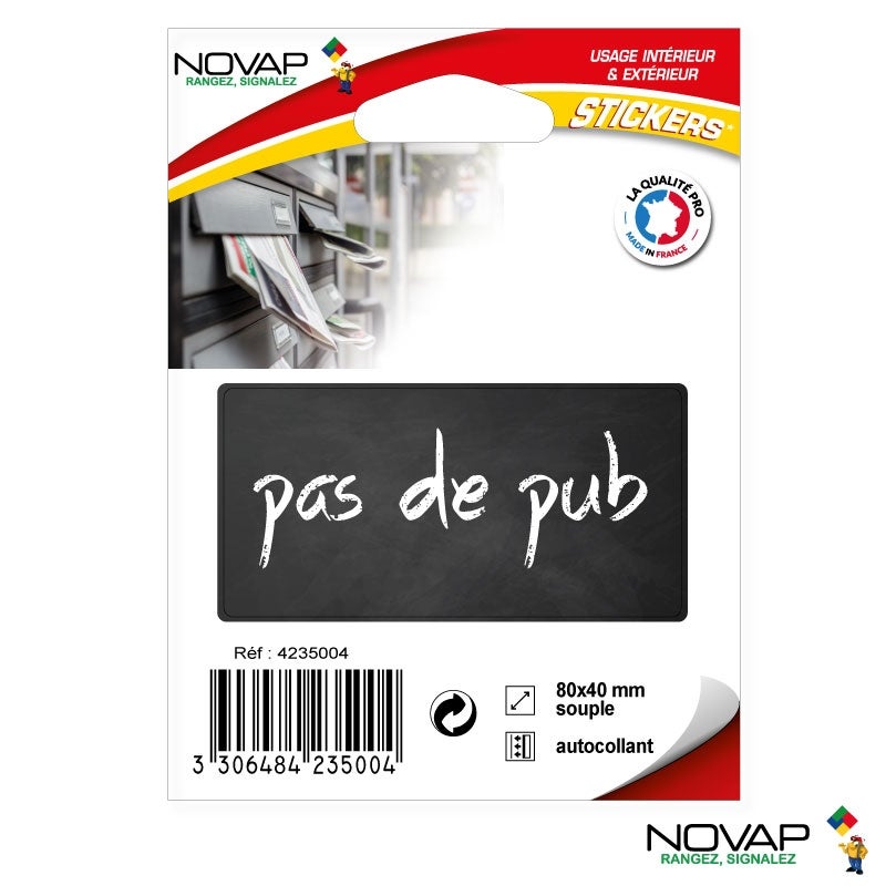 Sticker Pas de publicité - modèle ardoise - 80 x 40 mm - 4235004 | Bricoman