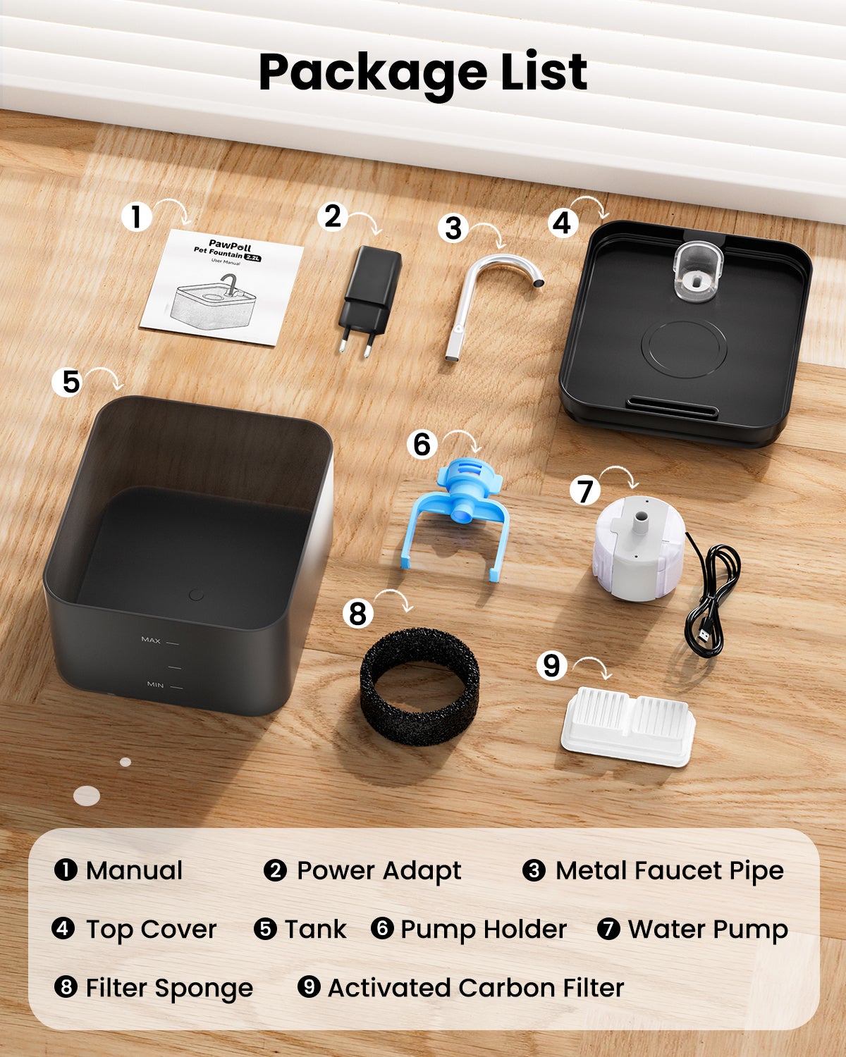 2,2L Fontaine à Eau pour Chat, Super Silencieuse, Facile à Mettoyer, Fontaine a Eau avec LED, Convient à Plusieurs Animaux de Compagnie (Noir) - 8