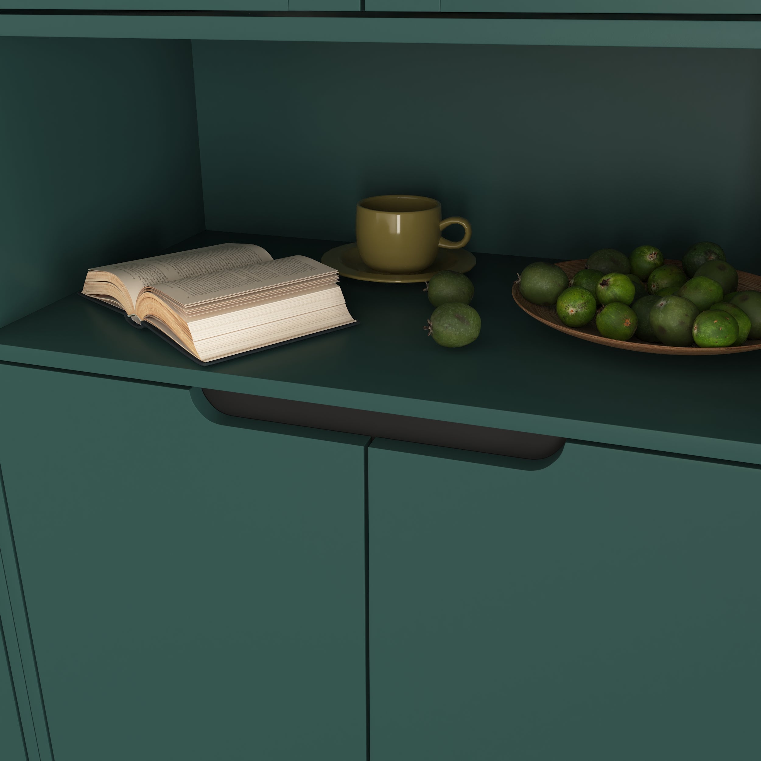 Bibliothèque, Avec 4 Portes En Verre Trempé Et Étagères Réglables , Meuble De Rangement Pour Salon Ou Chambre, Panneau De Particules , Vert - 7