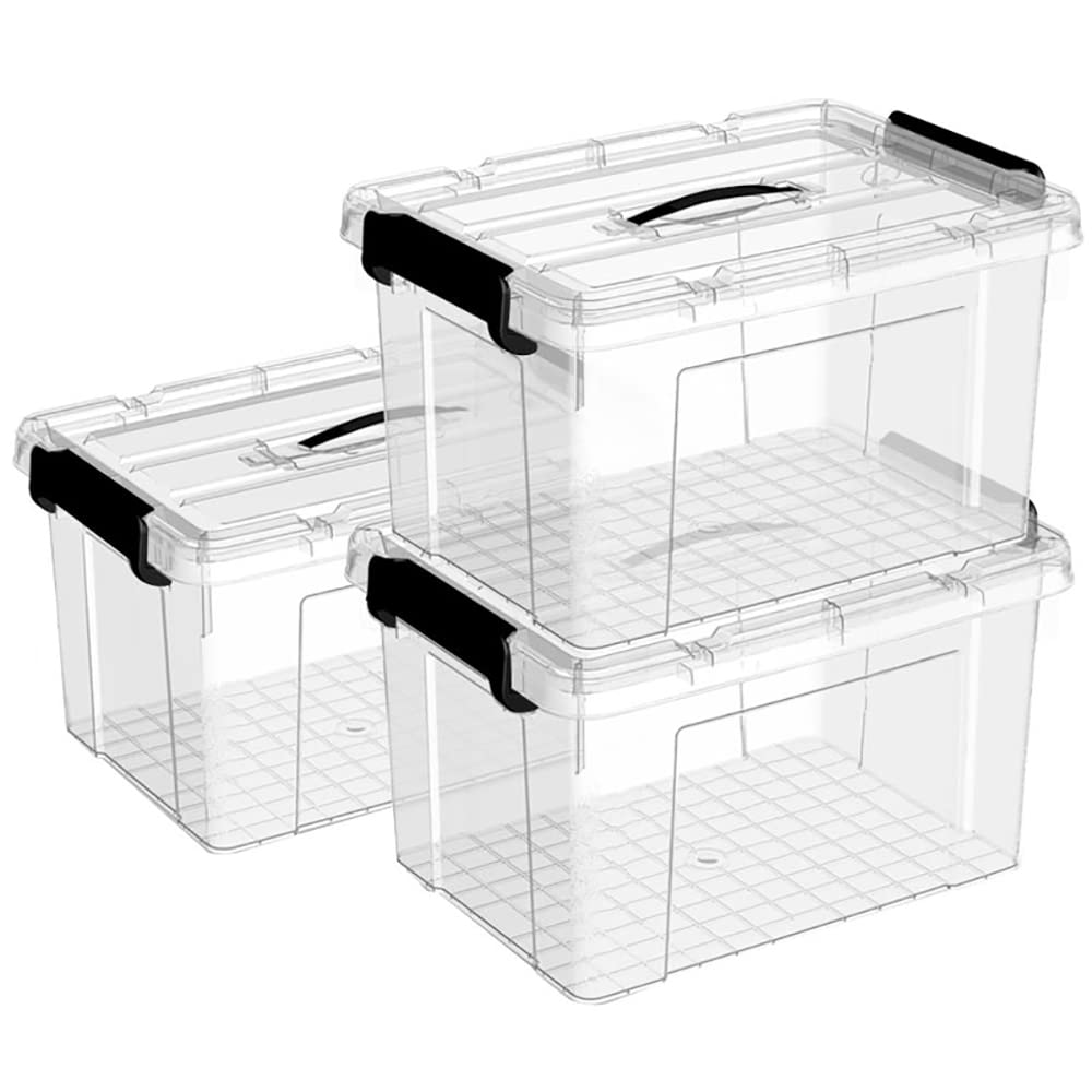 Cetomo 55L*3 Scatole di Stoccaggio con Coperchi, Contenitori in Plastica con Ruote, Clip On, Impilabili, Incastonabili, Organizzatore a Righe per Casa | Leroy Merlin