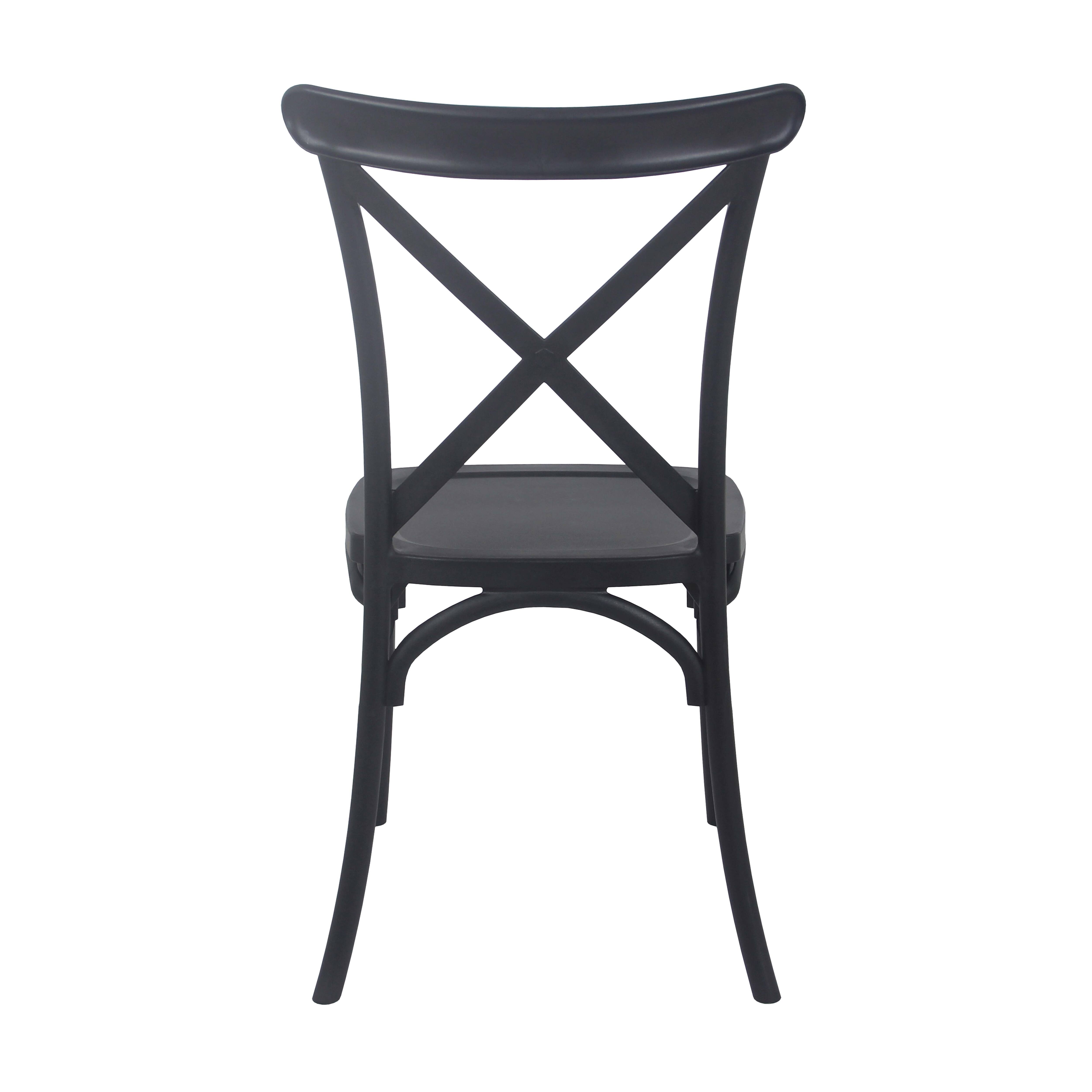 Lot de 4 chaises de terrasse en plastique noir - 4