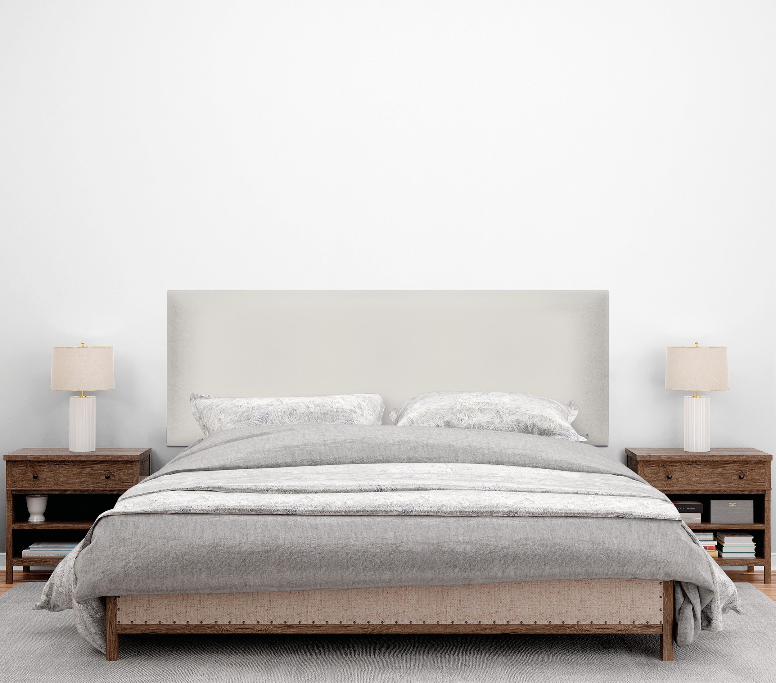 DHOME Cabecero de Polipiel Liso 135x50cm Camas 120/135 - Blanco Hueso - 2