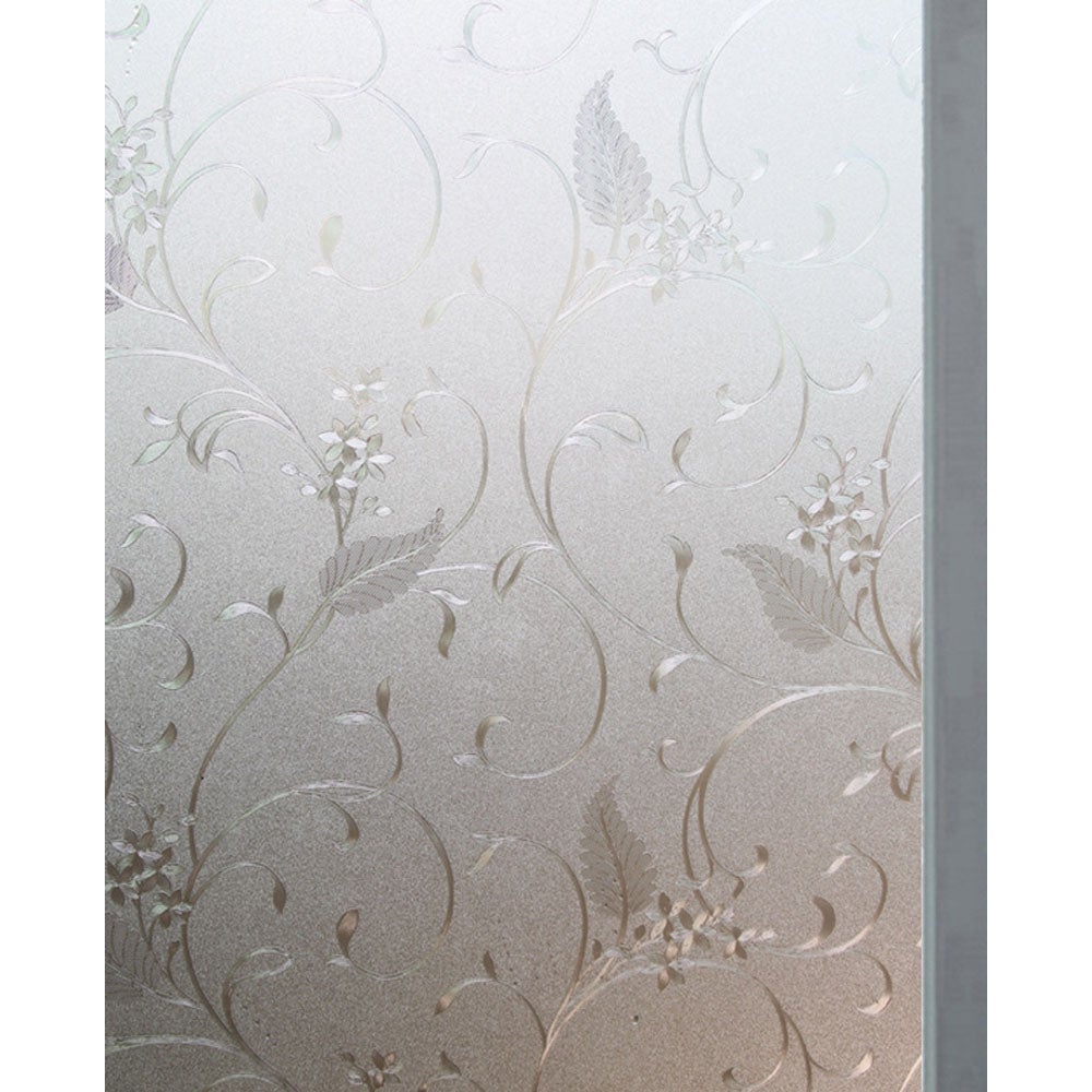 Folia okienna anty-podglądająca (45 x 200 cm), z nadrukiem kwiatowym, matowa, zapewniająca prywatność, nieprzezroczysta, wielokrotnego użytku, bez kl