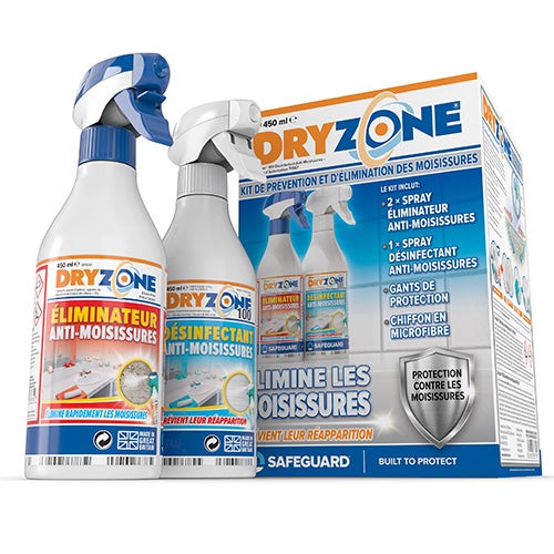 Kit anti-moisissure Dryzone - 3 sprays 450 ml - traitement curatif et préventif longue durée