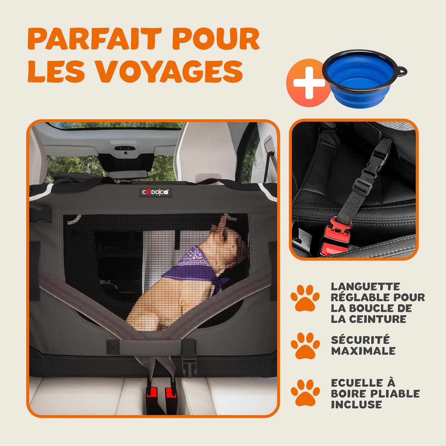 Porta-cães em tecido antracite S 50x34x36cm - 3