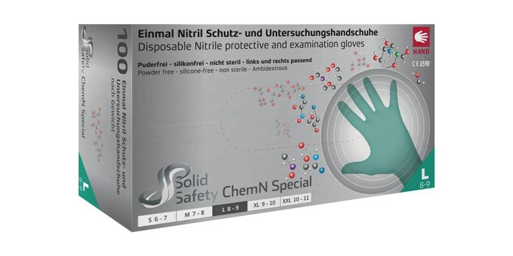 Gant jetable SolidSafety ChemN Special taille XL vert nitrile EN 374 EN 455 cat - 2