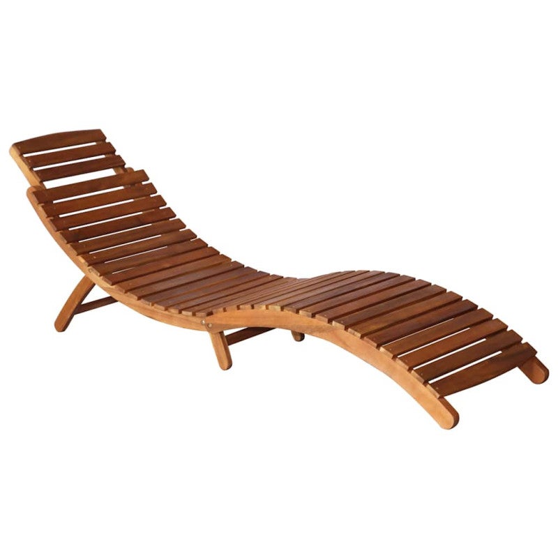 Chaise longue de jardin avec table et coussin Bois d acacia - 3