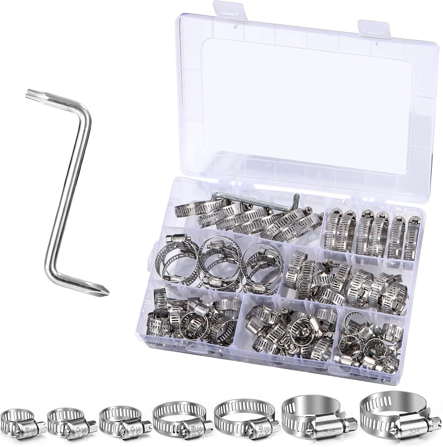 Kit 73 colliers de serrage inox - Réglables 6-38mm 7 tailles - Attache ...