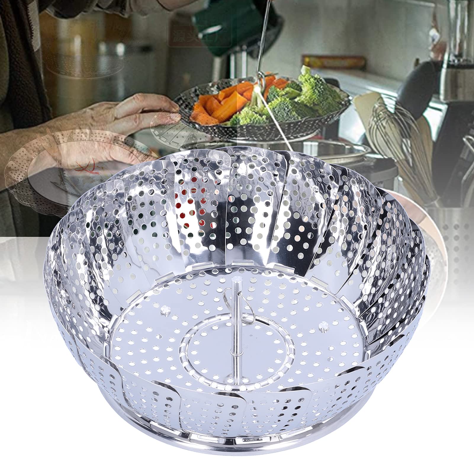 Paniers cuit-Vapeur Inoxydable,Pliable Panier Vapeur pour Légumes,Facilement Ajustable à différents Pots et casseroles,pour Aliments et Cuire Légumes | Leroy Merlin
