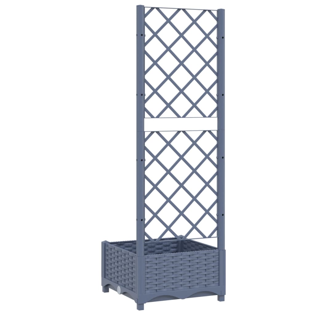 Maison Exclusive - Vaso de jardim com treliça azul-acinzentado 40x40x121,5 cm PP - 6