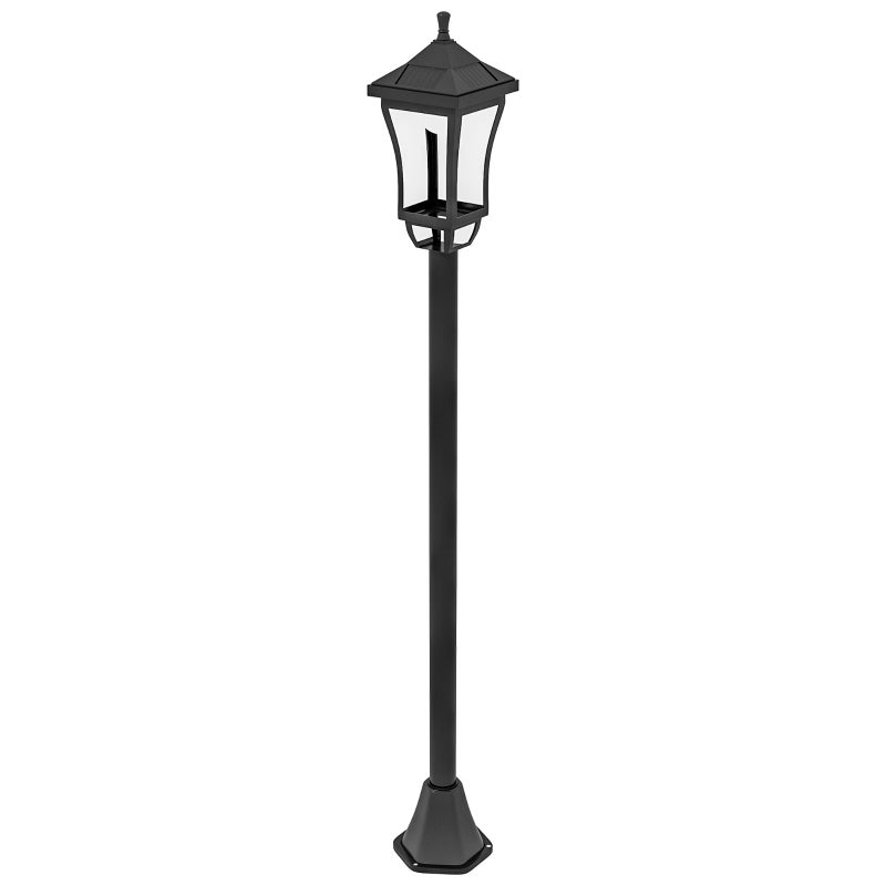 Latarnia ogrodowa solarna o długości 127 cm z chłodnym, białym światłem LED, czujnikiem światła i klasą wodoodporności IP44.