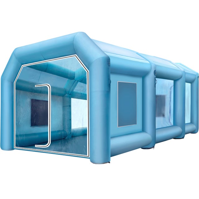 Cabine de peinture gonflable SucceBuy 33x16,4x11,5 pieds. Livré avec 2 souffleurs. Cabine de peinture gonflable équipée d'un système de filtration