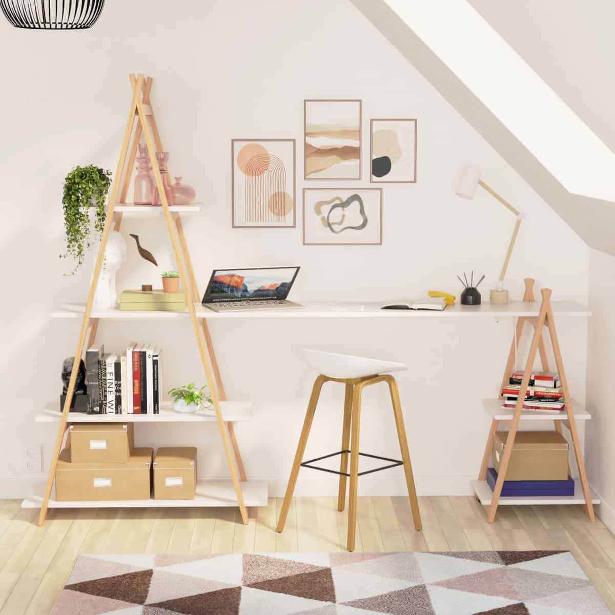 Étagère Échelle en Bois Modulable 166 cm - Design Scandinave & Industriel - 2