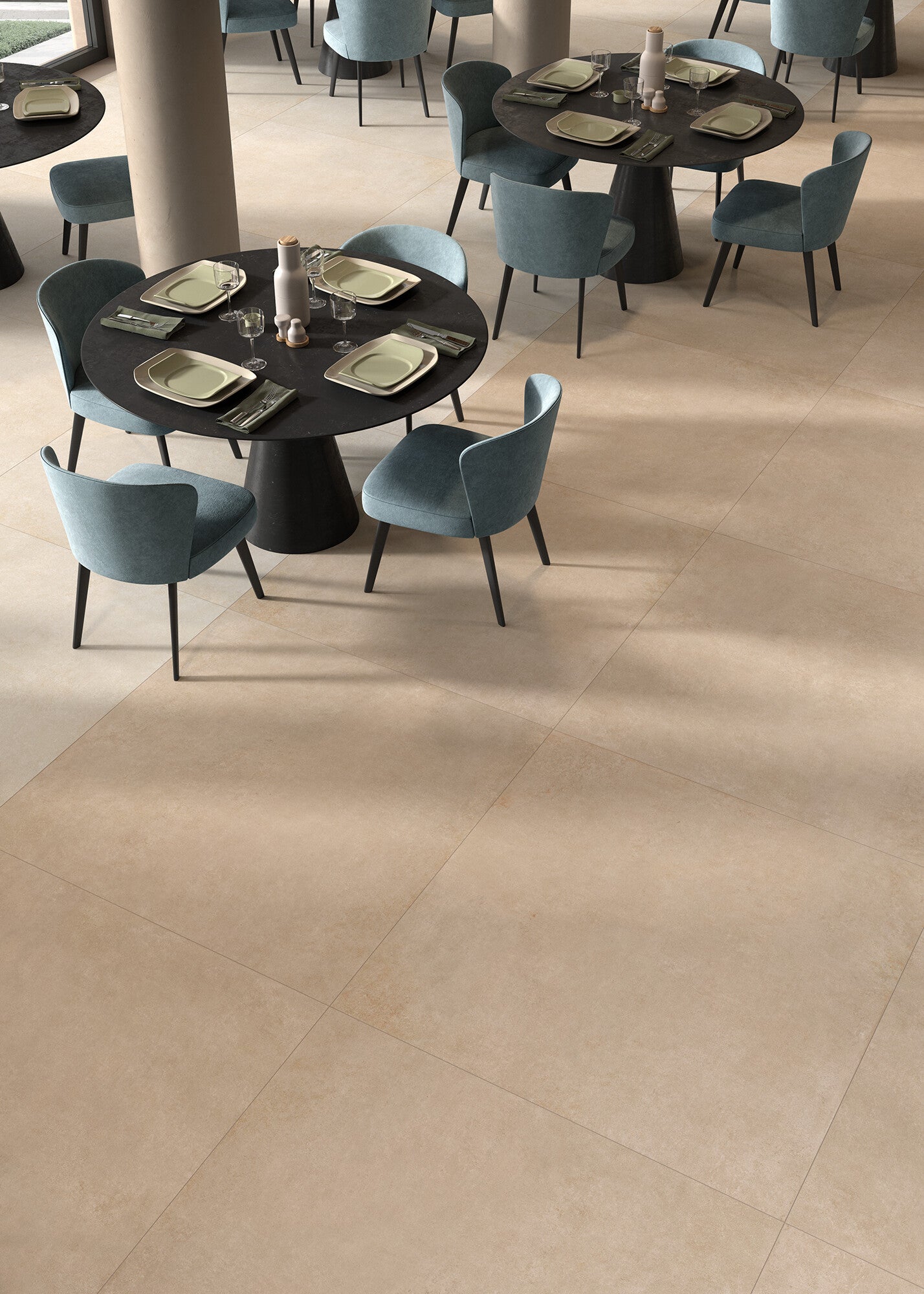 Gres Porcellanato Effetto Cemento Moderno Beige 80X80 - ECCE401 (Ceramishop.it) - 2