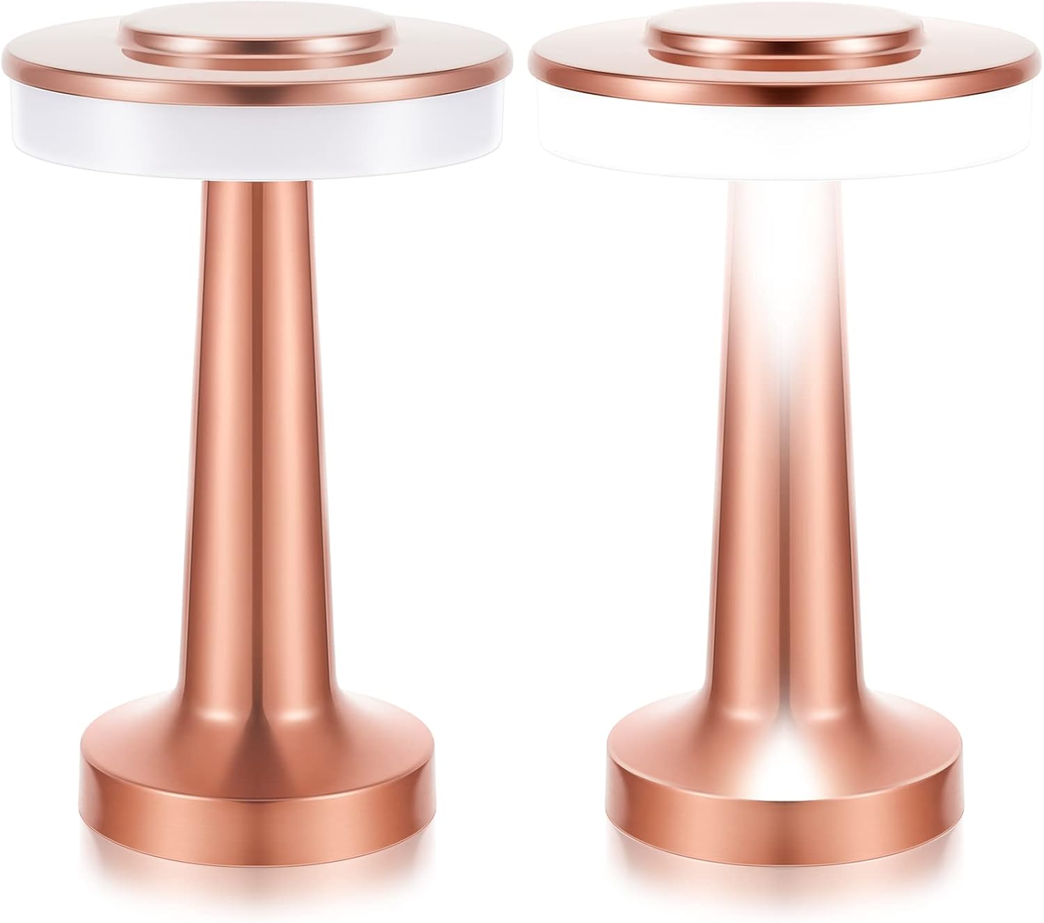 Lampa stołowa LED bezprzewodowa w kolorze czerwono-brązowym, 12,5 x 12,5 x 20,5 cm, 2 sztuki, 2 W, światło 3-tonowe, przenośna lampa bezprzewodowa z c