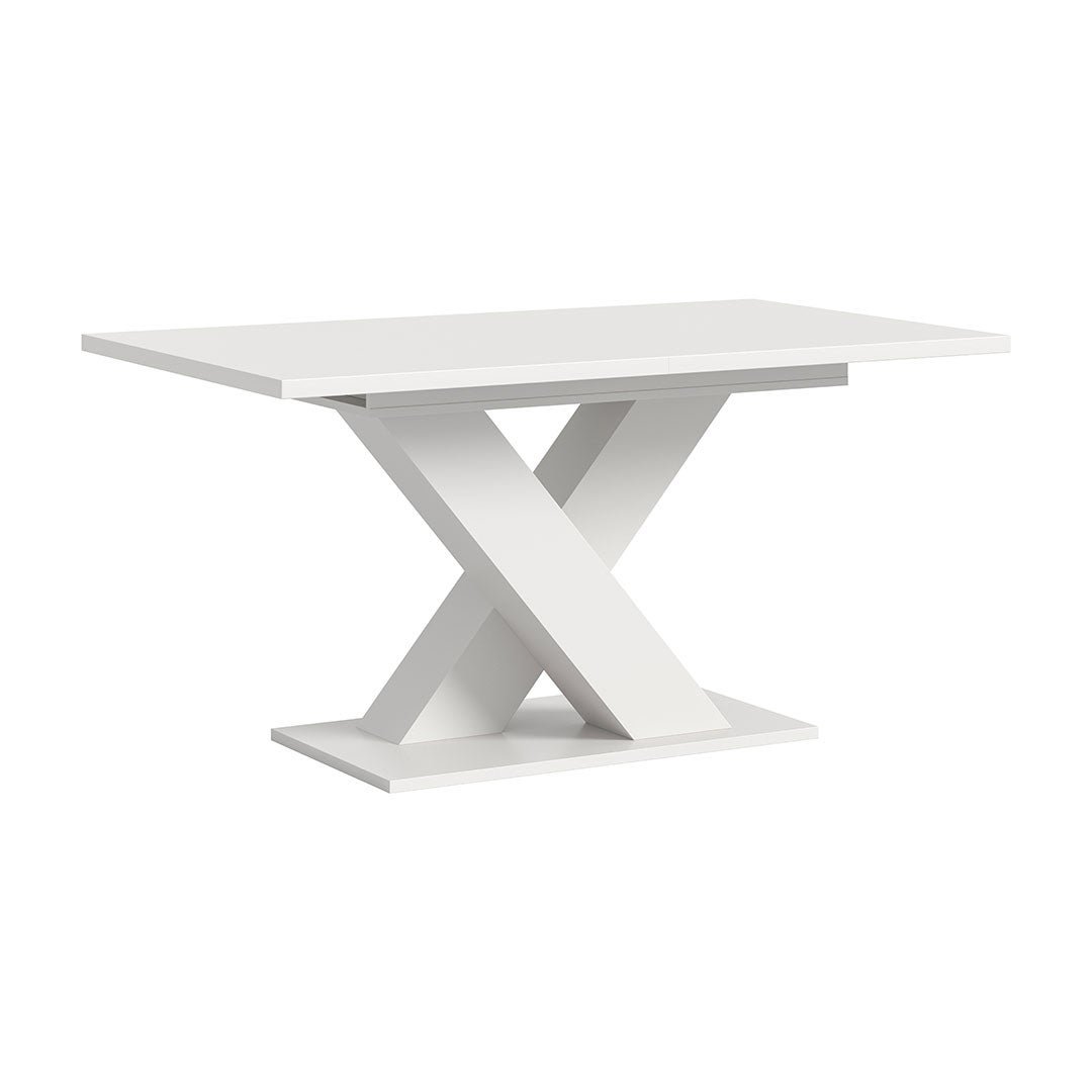 Motion stół do jadalni nogi X 90x150/190 cm z 1 wkładką biały.