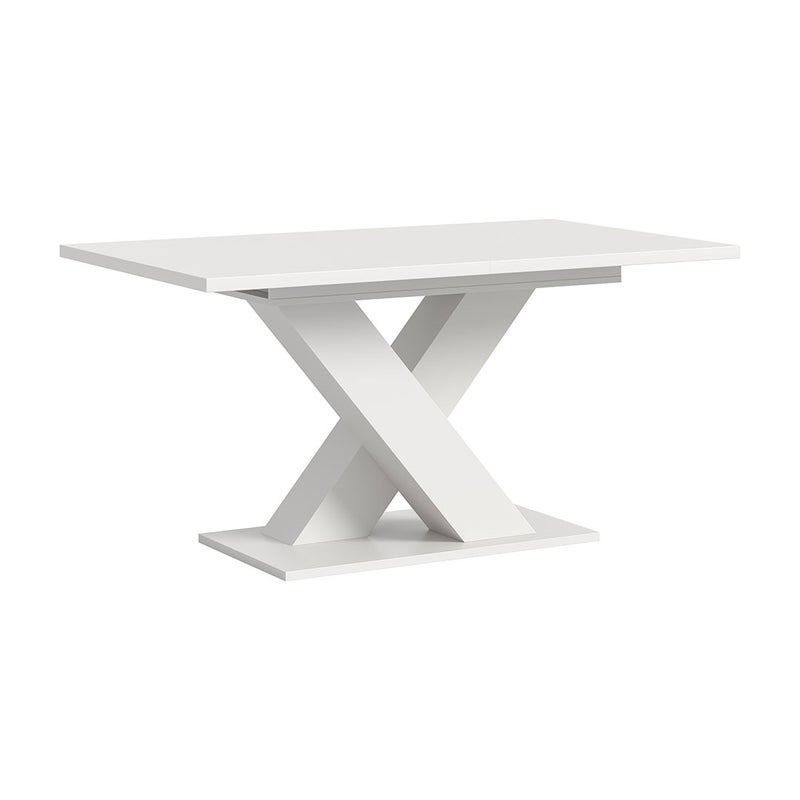Motion stół do jadalni nogi X 90x150/190 cm z 1 wkładką biały.