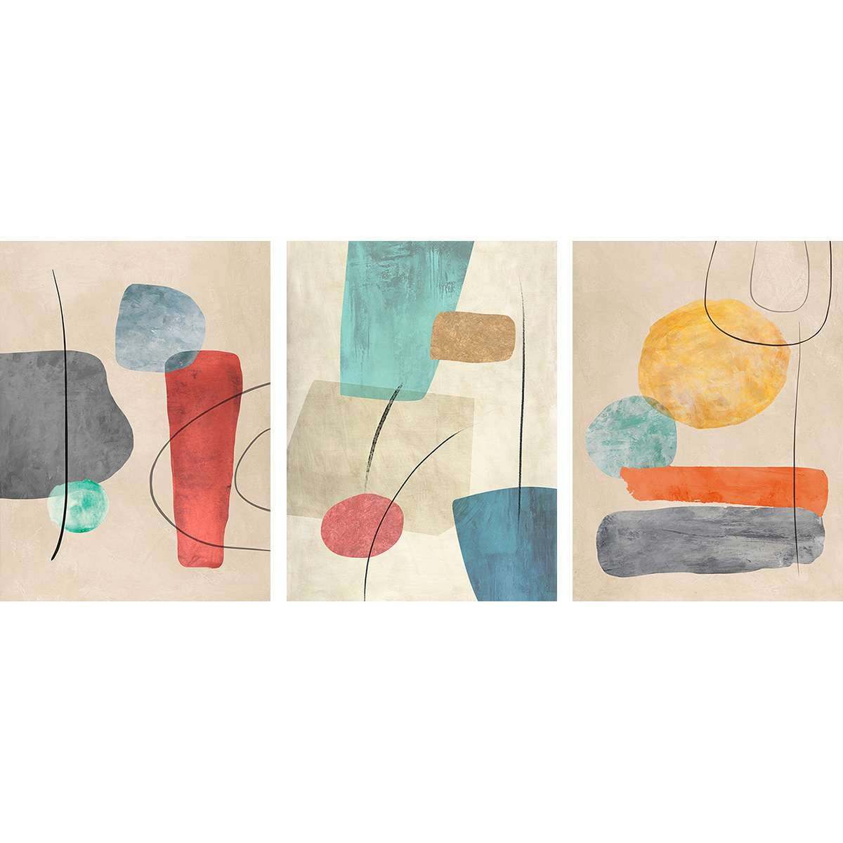 Poster Astratti Bohémien Set 3 Pezzi - Stampe Moderne 30x40 Cm Senza Cornice - Foto 6