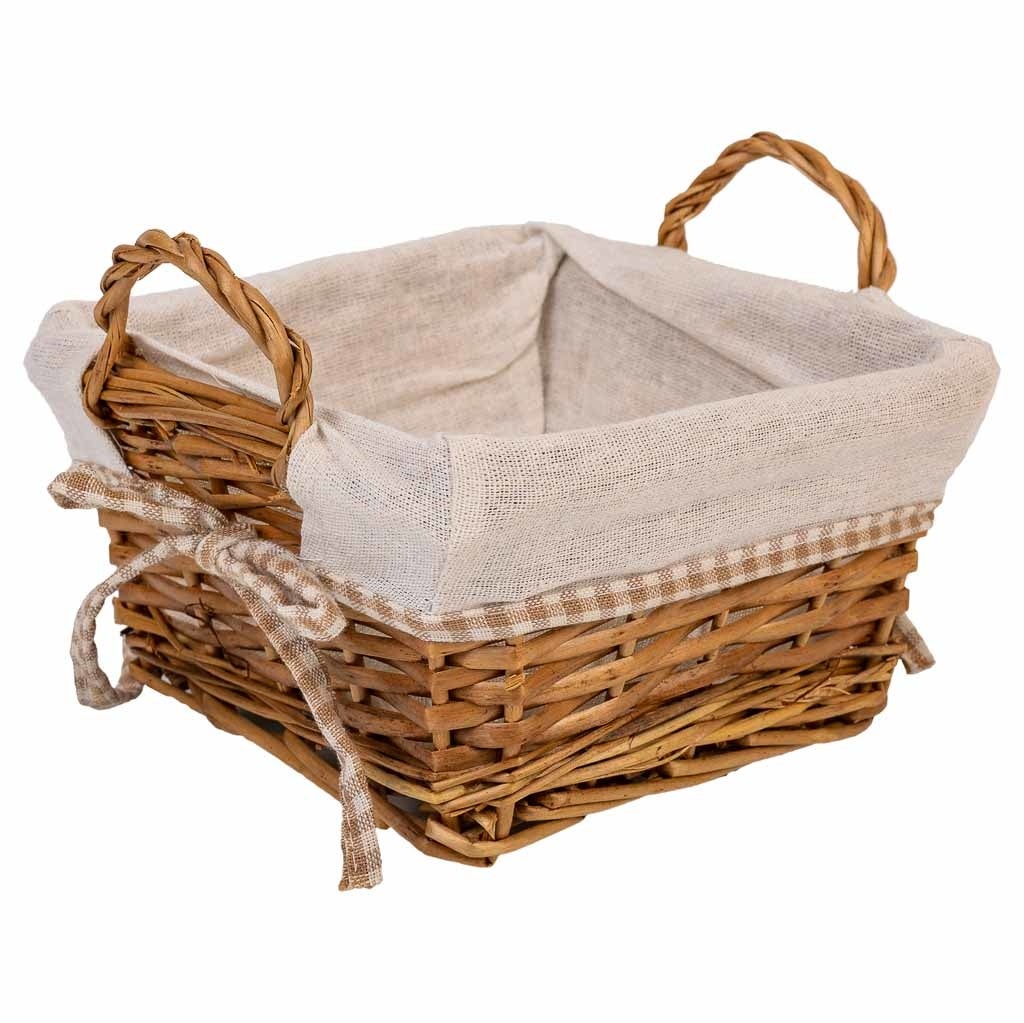 Red Hamper Set 2 Cesti In Vimini Anticati Con Fodera In Iuta | Grandi E Piccoli | Per Pane, Biancheria O Regali