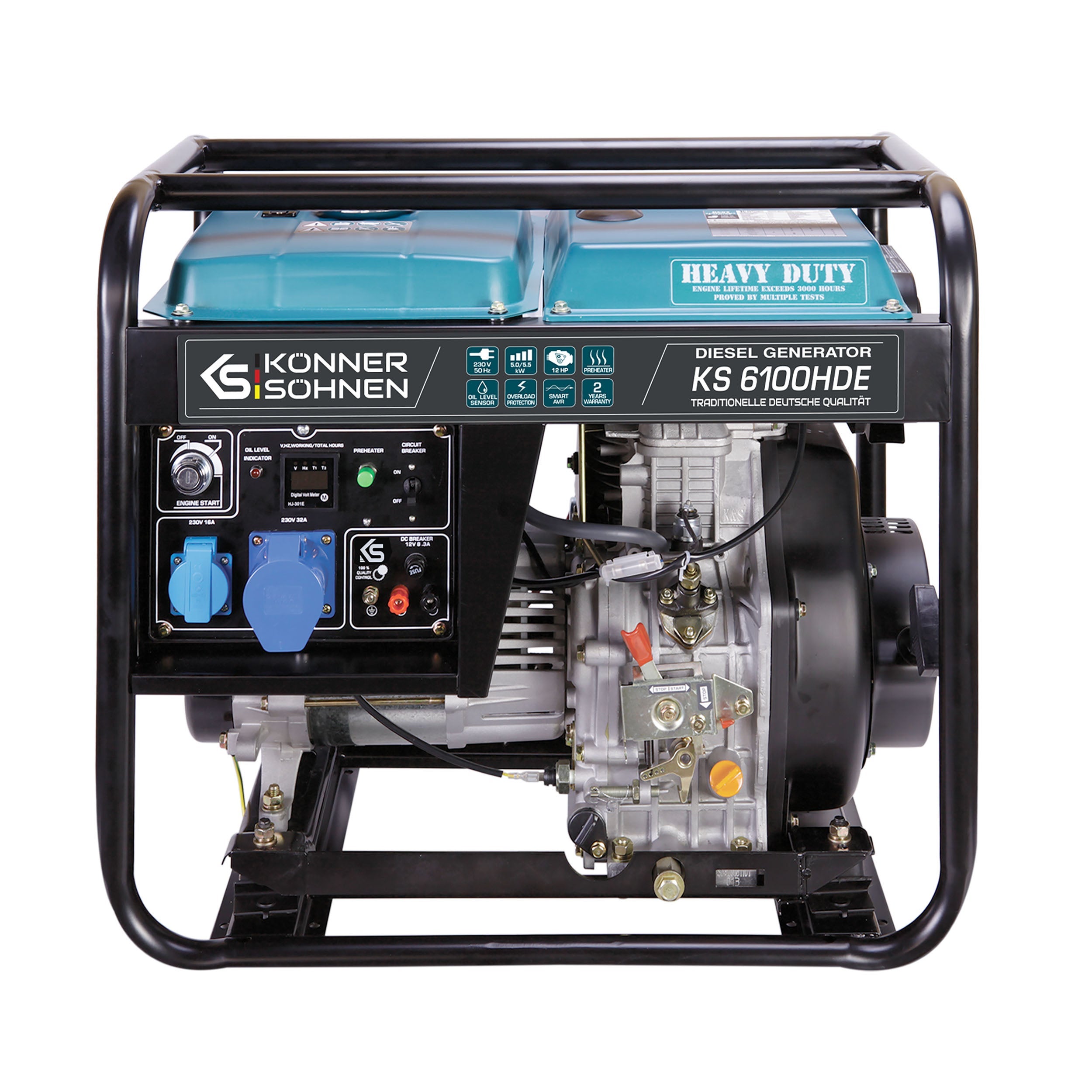 Generator prądu Könner &amp; Söhnen KS 6100HDE 5,5 kW z ekranem LED i automatyczną regulacją napięcia
