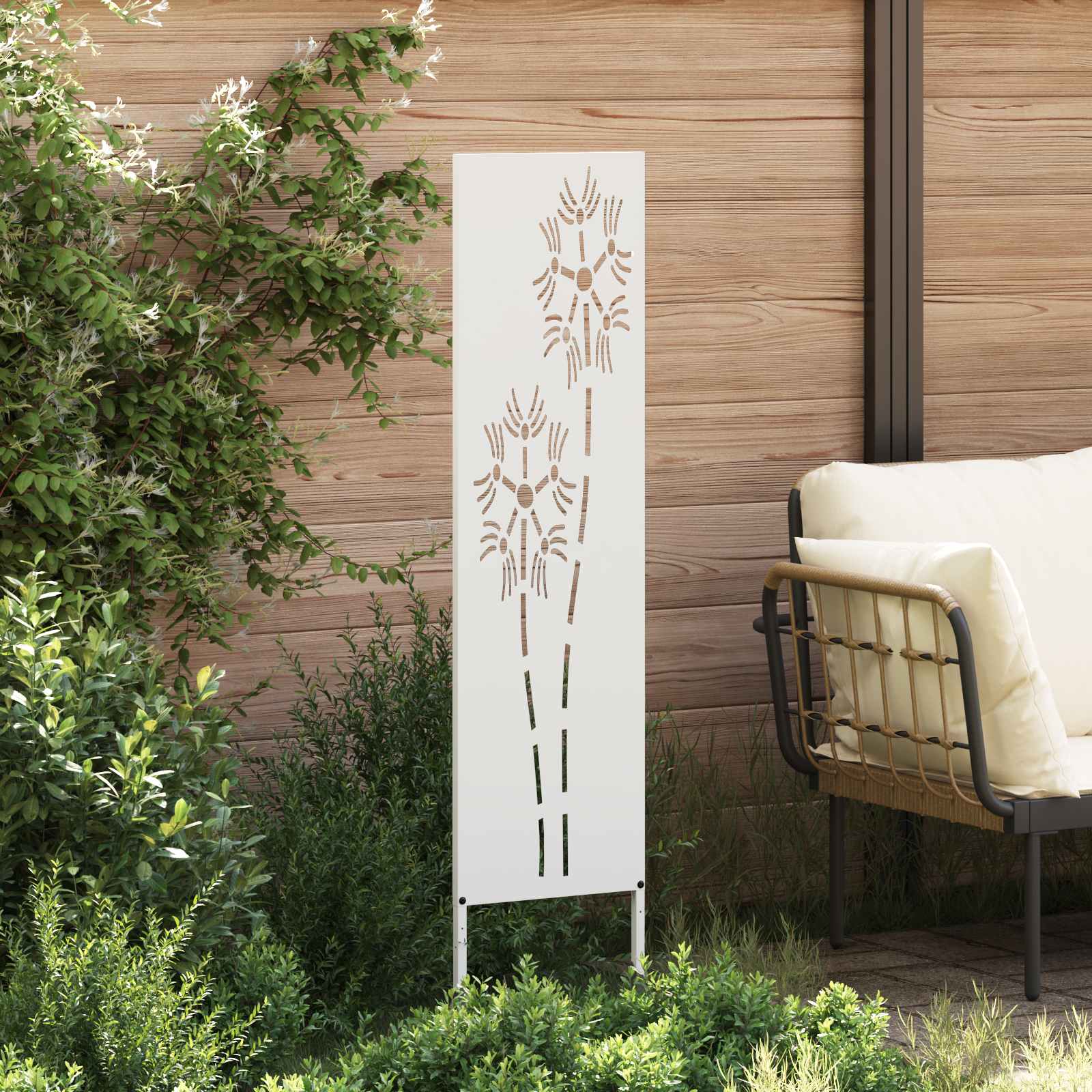 Écran de confidentialité de jardin Fretwork Blanc 32 x 140 cm vidaXL - 4