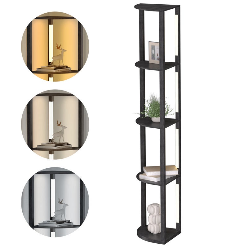 Lampa podłogowa sektorowa z półką 4-poziomową 220V, design skandynawski