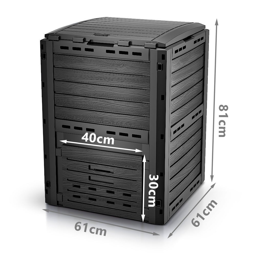 Compostiera da Giardino, Composter da Esterno, Design Simile al Legno Nero, 300L - 7