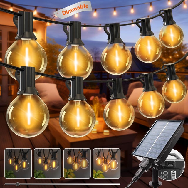 Cadena de luces solares impermeables para exteriores de 18 m con control remoto, ajustable, 30 bombillas, adecuada para fiestas, luz blanca cálida