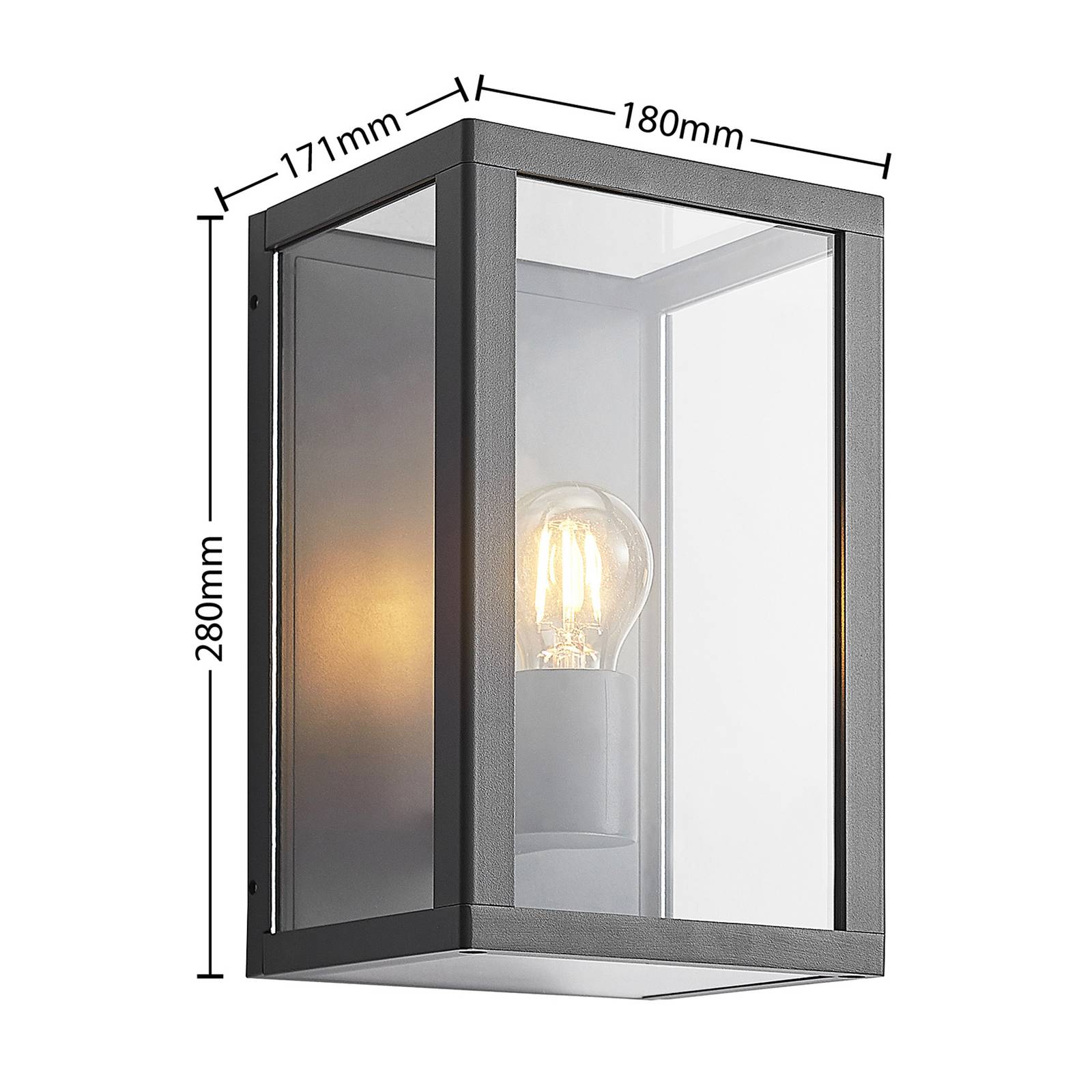 Applique d'extérieur Lindby Giavanna, 28 cm, anthracite, IP44, E27, Applique Murale Exterieur, Luminaire Exterieur, Lampe Jardin, Eclairage Exterieur, - 4