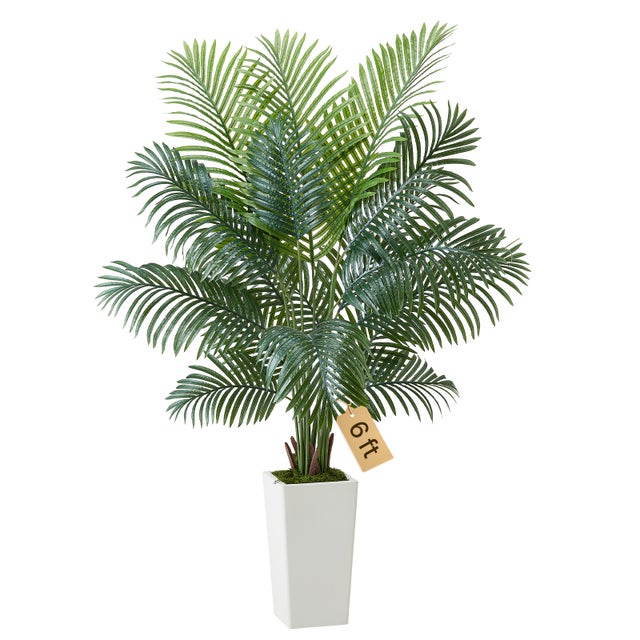 Palmier Artificiel Areca VEVOR, 1,8 m, Plante Artificielle Tropicale en Pot Blanc, pour Décoration d'Intérieur, Salon, Bureau, Intérieur et Extérieur