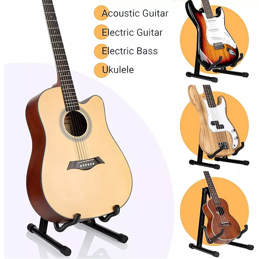 Metalowy, składany stojak na gitarę w kształcie litery A, stojak podłogowy na gitarę basową, przenośny stojak do występów - 5