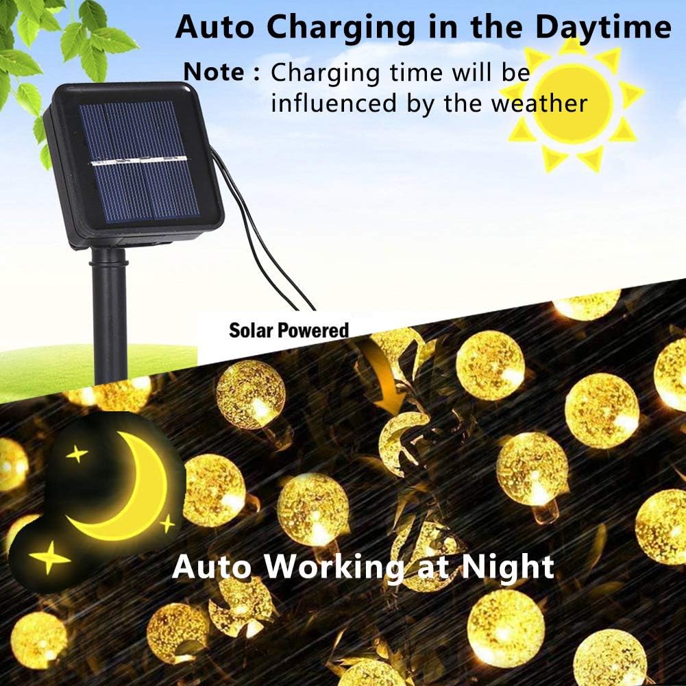 Lampki solarne, girlanda lampek solarnych, 6,5 metra, 30 diod LED, lampki dekoracyjne na święta (ciepłe białe światło).
