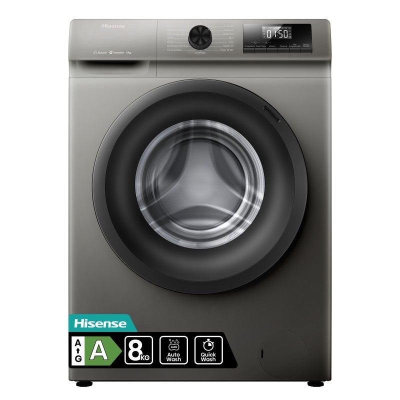 MediaMarkt Hisense Lavadora Carga Frontal, Wf1q8041bt, 8 Kg, 1400 Rpm, Función Vapor, Pausar & Añadir, Gris - Imagen 3