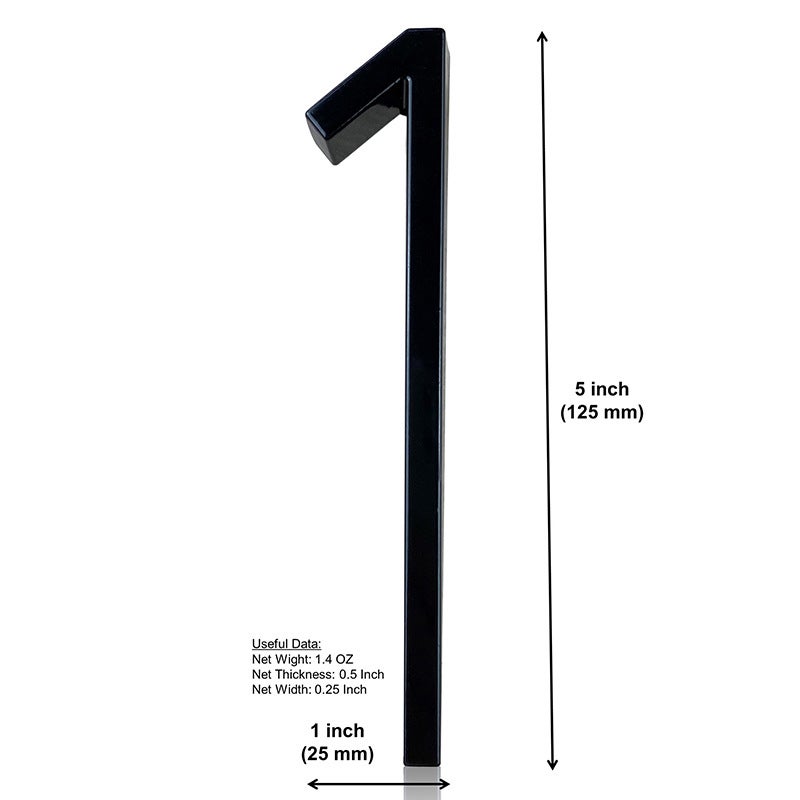 Numero civico galleggiante da 5 pollici (12 cm): numeri civici moderni - segnaletica per ufficio postale (nero migliorato, 1) - 2
