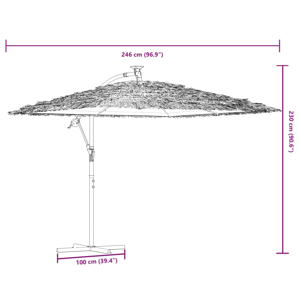 Parasol de jardin avec LED et mât en acier marron 246x246x230cm vidaXL - 3