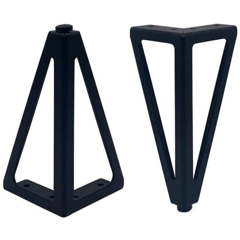 4pcs Pieds de Table en Métal Triangulaires 15cm Pieds de Meuble Style Moderne pour Armoires Canapés Lit Noir - 2