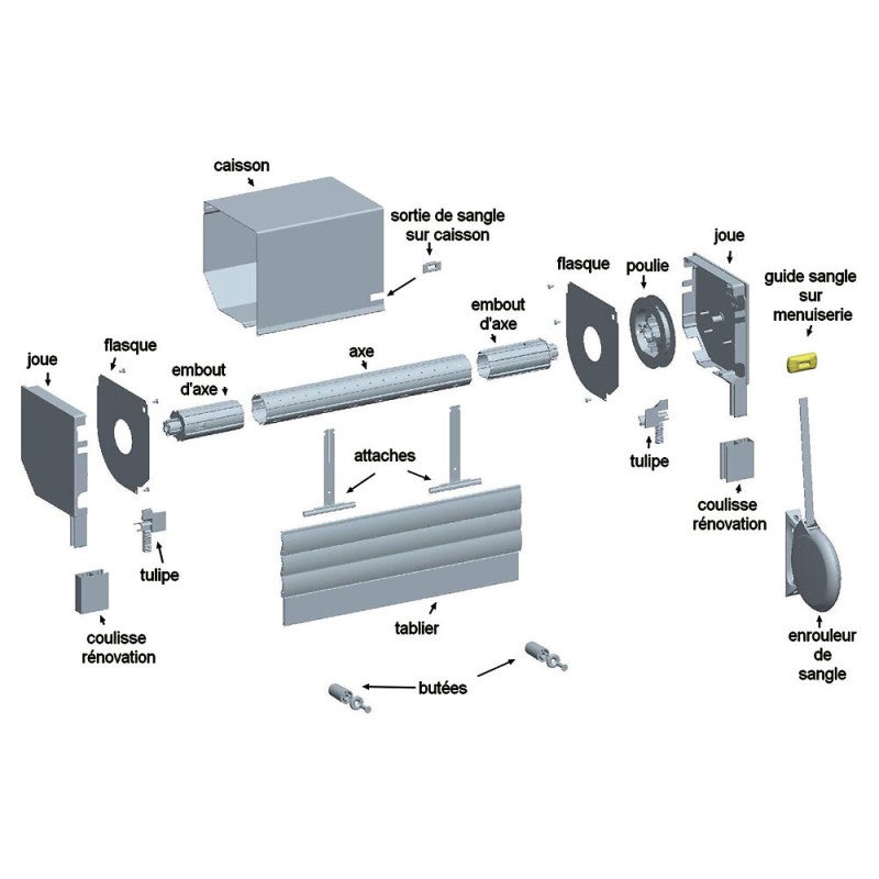 Guide sangle volet roulant fixation horizontale blanc - 3