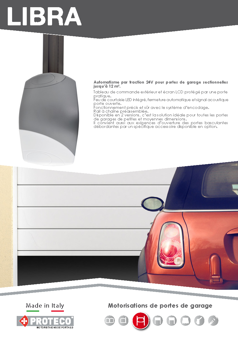 Motorisation de porte de garage sectionnelle et basculante - 1100 N - LIBRA PLUS by PROTECO - 1131 - 3